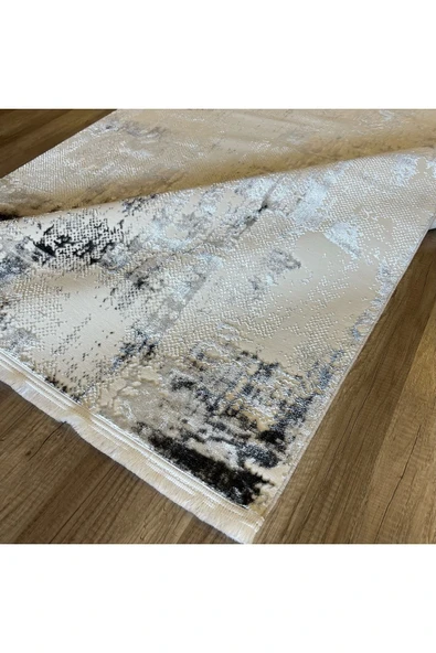 İpek Halı Sihir 17354 Beyaz Gri Modern Salon Halısı - Resim 2