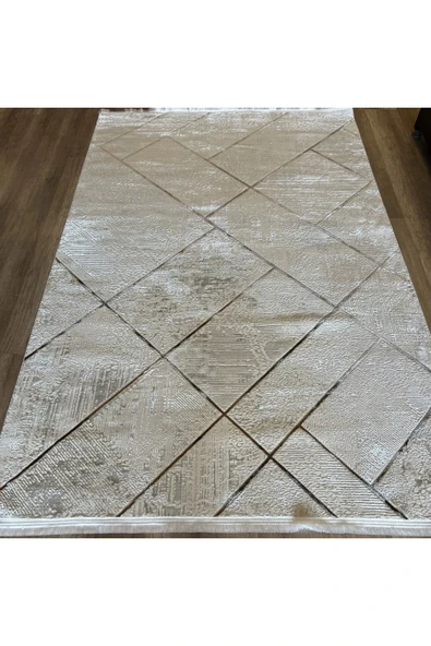 İpek Halı Sihir 17307 Beyaz Bej Modern Salon Halısı ürün görseli 1