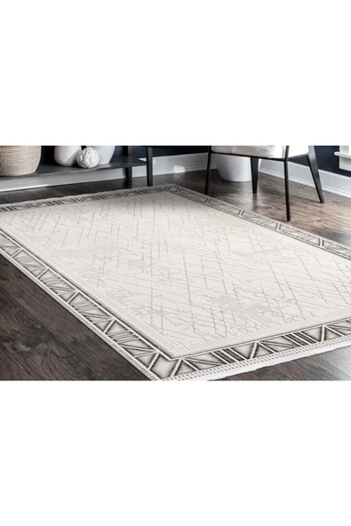 İpek Halı Sihir 17357 Beyaz Mavi Modern Salon Halısı - Resim 2