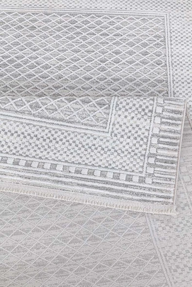 İpek Halı Dalida 3209A Yumuşak Dokulu İskandinav Desenli Gri Krem Salon, Mutfak, Oturma, Çocuk Oda Halısı - Resim 2