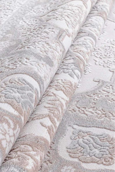 İpek Halı Saklıköy 3119a Gri Bej Yumuşak Dokulu Tok Dokuma Modern Salon, Mutfak, Oturma, Çocuk Odası Halısı - Resim 2