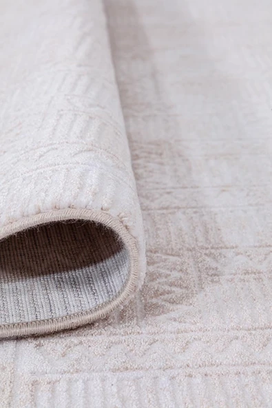 İpek Halı Alaçatı 2602a Krem Bej Yumuşak Dokulu Modern Salon, Mutfak, Oturma, Çocuk Odası Halısı - Resim 4