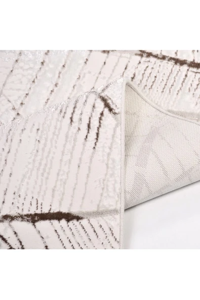 İpek Halı Sihir 17308 Beyaz Kahve Modern Salon Halısı - Resim 3