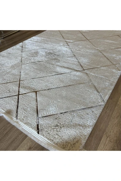 İpek Halı Sihir 17307 Beyaz Bej Modern Salon Halısı - Resim 3