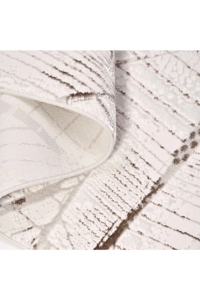 İpek Halı Sihir 17308 Beyaz Kahve Modern Salon Halısı - Resim 5