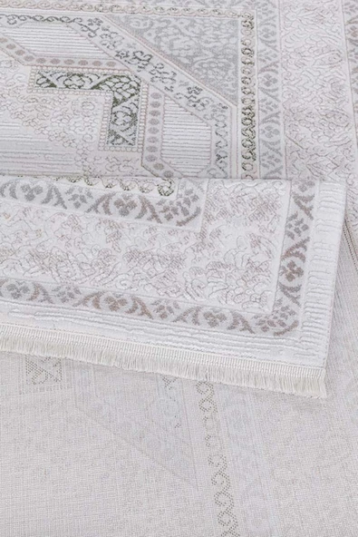 İpek Halı Saklıköy 3105a Gri Yeşil Yumuşak Dokulu Tok Dokuma Modern Salon, Mutfak, Oturma, Çocuk Odası Halısı - Resim 4