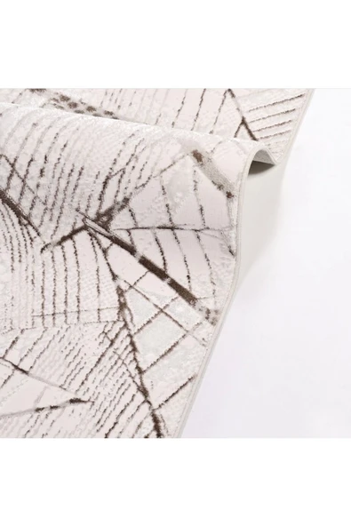 İpek Halı Sihir 17308 Beyaz Kahve Modern Salon Halısı - Resim 4