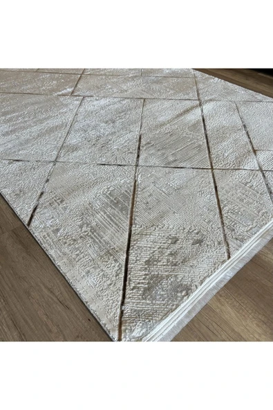 İpek Halı Sihir 17307 Beyaz Bej Modern Salon Halısı - Resim 4