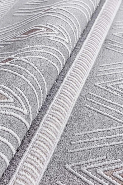 Home Dalida 3214A Yumuşak Dokulu İskandinav Desenli Gri Krem Salon, Mutfak, Oturma, Çocuk Oda Halısı - Resim 3