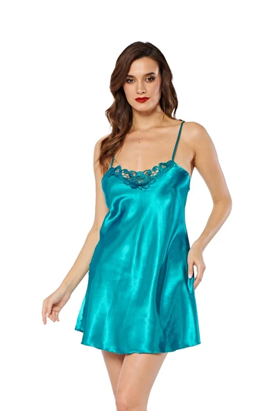 Yeşil Saten Gecelik ürün görseli 1