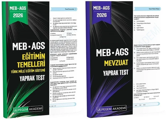 Pegem 2026 MEB-AGS Eğitimin Temelleri + Mevzuat Yaprak Test 2 li Set Pegem Akademi Yayınları ürün görseli 1