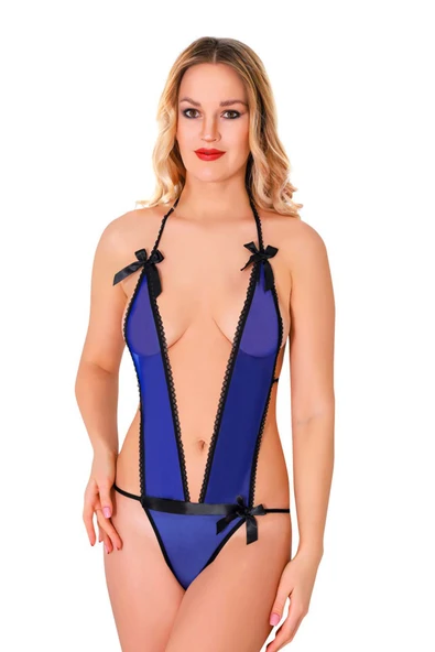 Mavi Lcralı Tül Bodysuit ürün görseli 1