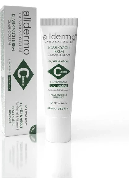Alldermo Klasik Yağlı Krem C Vitamini İçeren 20 ml Vegan Formül ile Etkili Bakım ürün görseli 1