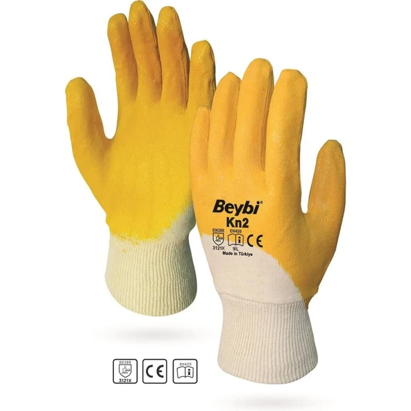 Beybi KN2 No:10 Sarı Nitril Pamuk Eldiven - Resim 3