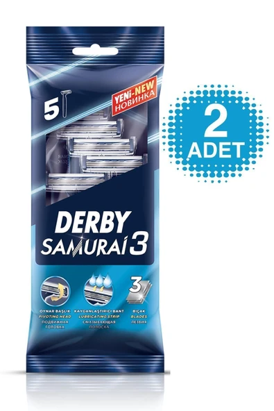 Derby Samurai 3 Bıçak 5li Yedek x2 Adet - Resim 2