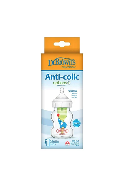 MATMEL DB 51621 Geniş Ağız Anti-Kolik Options+ Desenli Cam Biberon 150 mL , Fil, Tekli paket ürün görseli 1