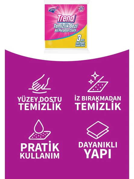 Parex Trend 3'lü Temizlik Bezi Üçlü Set - Resim 3