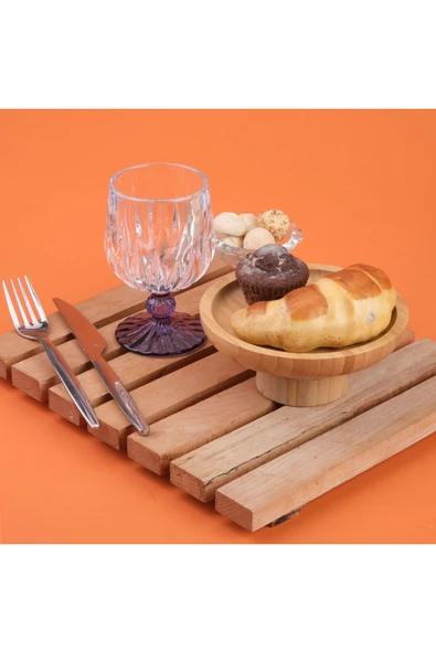 ASPARTAM Kitchen Ayaklı Borosilikat Cam Bardak - Mavi / Şeffaf - 210 ml - Resim 2