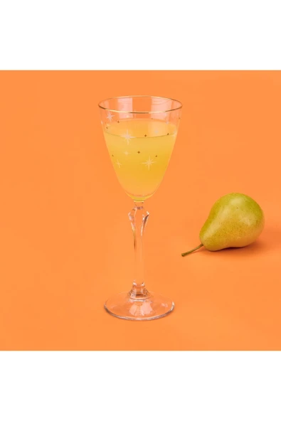 MATMEL Star Altın Yaldızlı 4'lü Ayaklı Bardak Seti - Sarı / Şeffaf - 255 ml - Resim 3