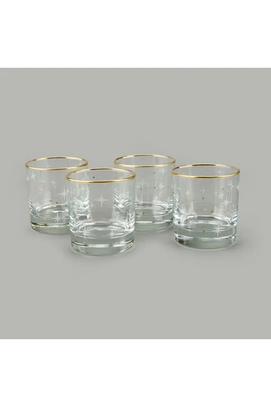 MATMEL Star Altın Yaldızlı 4'lü Bardak Seti - Sarı / Şeffaf - 300 ml ürün görseli 1