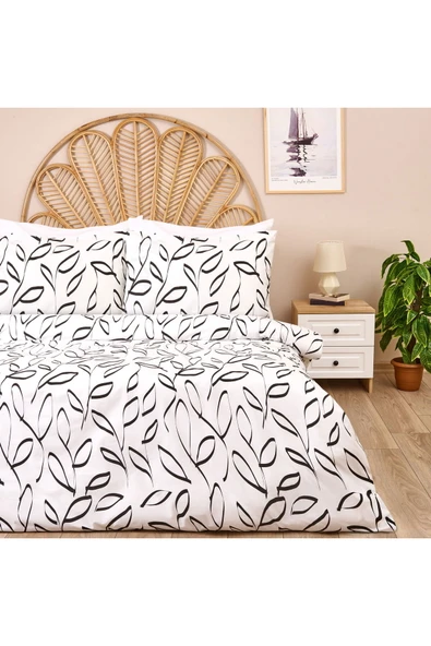 ASPARTAM Soft Marg Çift Kişilik Nevresim Takımı - Ekru / Siyah ürün görseli 1