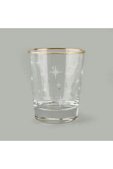 MATMEL Star Altın Yaldızlı 4'lü Su Bardağı Seti - Sarı / Şeffaf - 270 ml - Resim 3