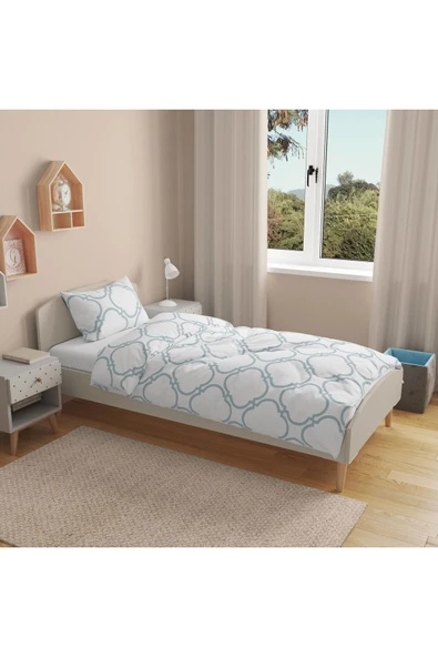 ASPARTAM Toeget Tek Kişilik Nevresim Takımı - Beyaz / Mavi - Resim 2