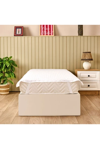 MATMEL Soft Nando Tek Kişilik Lastikli Alez - Beyaz - 100x200 cm ürün görseli 1