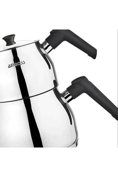 Amboss Copper Çaydanlık Seti - Gri / Siyah - 2 lt + 1 lt - Resim 3