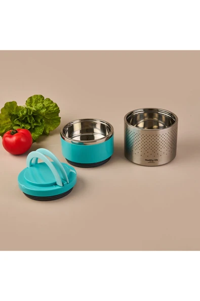 MATMEL 2 Katlı Çelik Yemek Termosu - Mavi - 1,5 lt - Resim 2