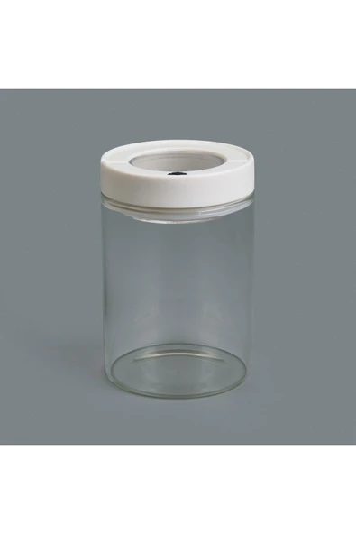 ASPARTAM Şeffaf ve beyaz vakumlu cam kavanoz, 400 ml, renk seçenekleriyle kullanışlı ve şık ürün görseli 1