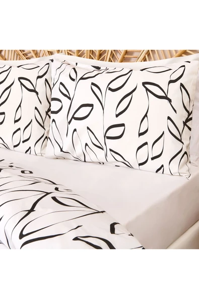 ASPARTAM Soft Marg Tek Kişilik Nevresim Takımı - Ekru / Siyah - Resim 3