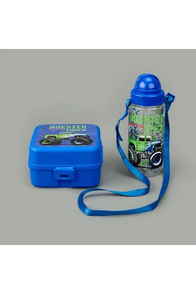 Renga Leya Erkek Çocuk Matara ve Beslenme Kutusu Seti - Mavi - 1 lt + 500 ml ürün görseli 1