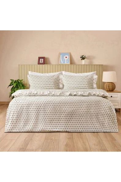 ASPARTAM Soft Moyo Tek Kişilik Nevresim Takımı - Beyaz / Antrasit ürün görseli 1