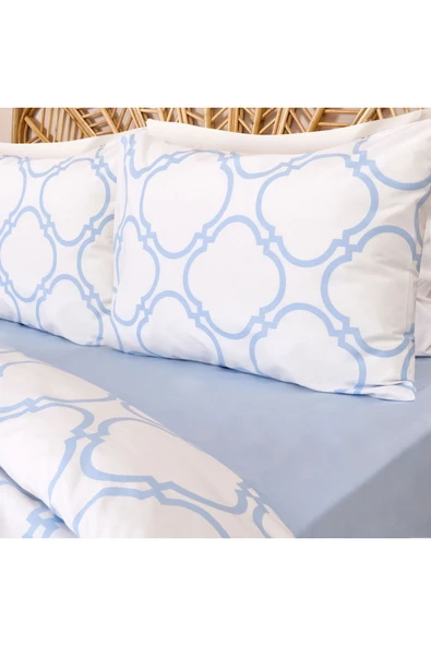 ASPARTAM Toeget Tek Kişilik Nevresim Takımı - Beyaz / Mavi - Resim 3