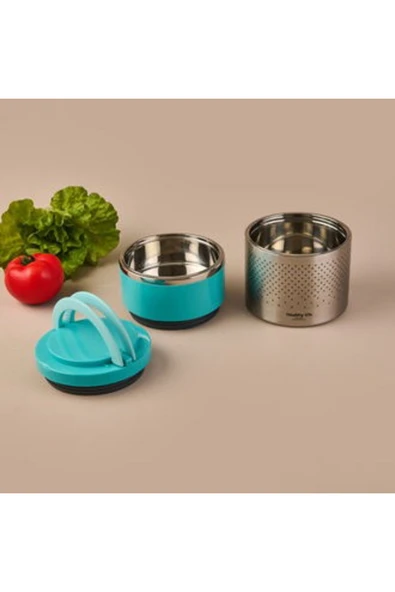 MATMEL 2 Katlı Çelik Yemek Termosu - Mavi - 1,5 lt - Resim 2