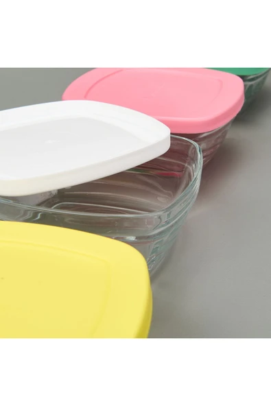 Paşabahçe Glass 4 You 4'lü Kapaklı Cam Saklama Kabı - Renkli - 310 ml - Resim 3