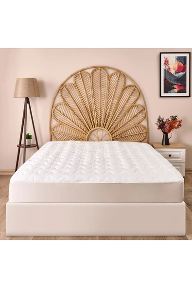 MATMEL Fitted Kapitoneli Tek Kişilik Uyku Pedi - Beyaz - 100x200 Cm ürün görseli 1