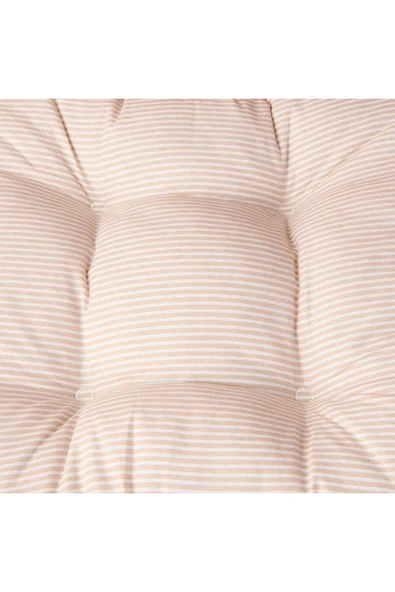 MATMEL Soft Palm Breeze İnce Çizgili Sandalye Minderi - Ekru / Bej - 43x43 cm - Resim 2