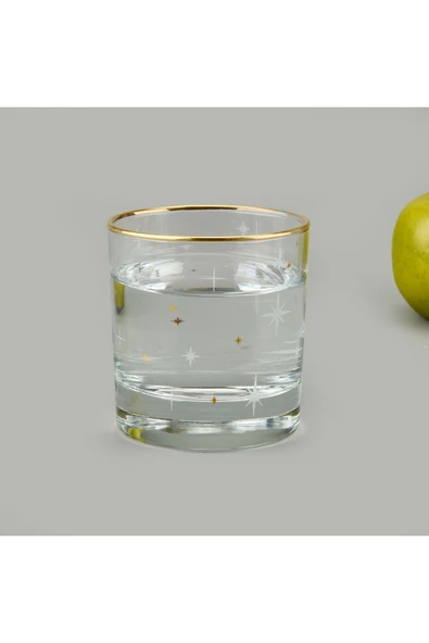 MATMEL Star Altın Yaldızlı 4'lü Bardak Seti - Sarı / Şeffaf - 300 ml - Resim 3