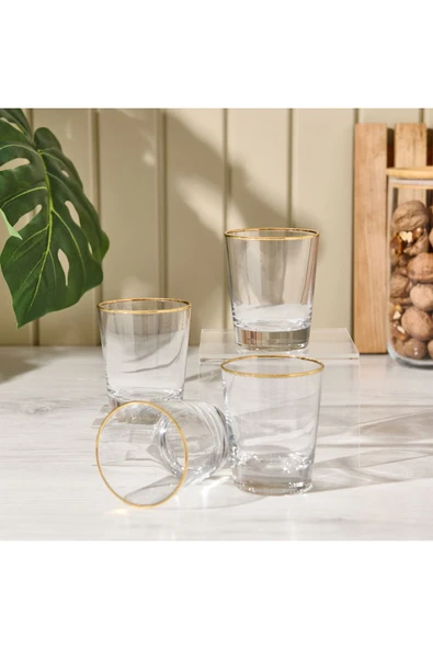 MATMEL Pure Altın Yaldızlı 4'lü Su Bardağı Seti - 270 ml ürün görseli 1