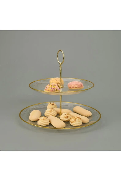 MATMEL Kitchen Paloma 2 Katlı Kurabiyelik - Şeffaf / Altın - Resim 3