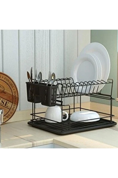 ASPARTAM KB010 2 Katlı Bulaşıklık - Siyah - Resim 2