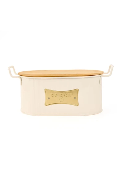 ASPARTAM Ahşap Kesme Tahtalı Ekmek Kutusu - Krem - 33 cm - Resim 2