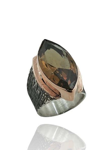 Mekik Zultanit Taş Özel Tasarım El Üretim 925 Gümüş Yüzük - Resim 3