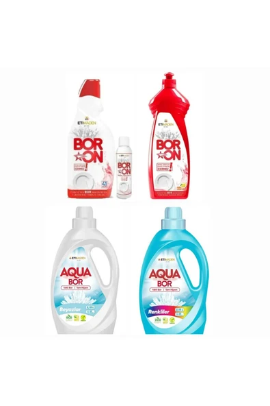 Aquabor SIVI ÇAMAŞIR DETERJANI 2 ADET RENKLİ VE BEYAZLAR İÇİN + 1 ADET BULAŞIK MAKİNE + 1 ADET ELDE YIKAMA ürün görseli 1