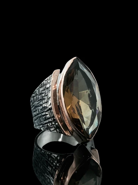 Mekik Zultanit Taş Özel Tasarım El Üretim 925 Gümüş Yüzük - Resim 4