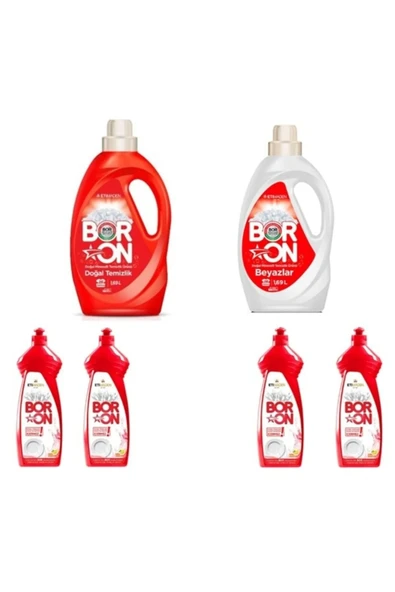 Boron DOĞAL MİNERALLİ SIVI ÇAMAŞIR DETERJANI RENKLİ VE BEYAZLAR İÇİN 52 YIKAMA+ BULAŞIK DETERJANI. ürün görseli 1