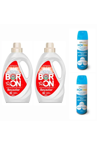 ETİ MADEN DOĞAL SIVI ÇAMAŞIR DETERJANI BORON BEYAZLAR İÇİN 26*2 YIKAMA+ BORTAM DEZENFEKTAN 500 ML*2 ADET ürün görseli 1