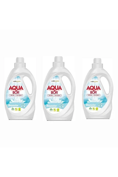 ETİ MADEN AQUABOR SIVI ÇAMAŞIR DETERJANI BEYAZLAR İÇİN 3 ADET 99 YIKAMA DOĞAL MİNERALLİ ürün görseli 1